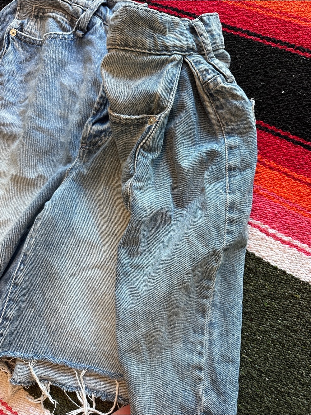 Free People We The Free Boomerang High-Waisted Long Denim Shorts - Picture 6 of 10